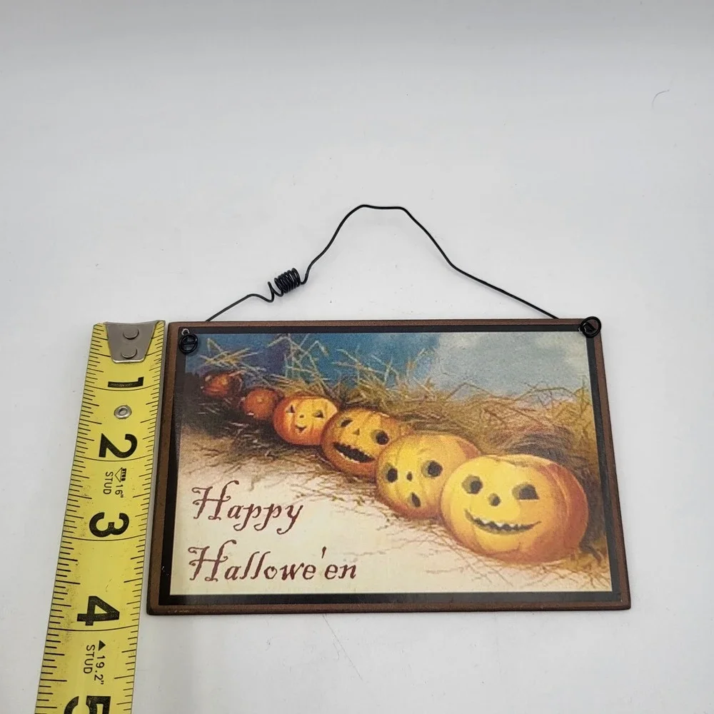 Vintage Halloween Plaque Postcard Jack-o'-lantern